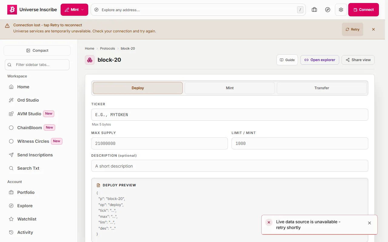 Step 2 of Deploy a token on BLOCK-20 walkthrough