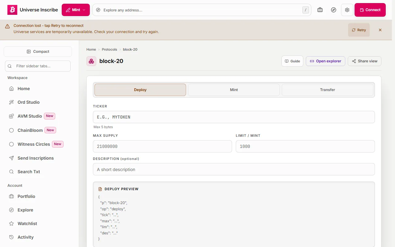Step 3 of Deploy a token on BLOCK-20 walkthrough