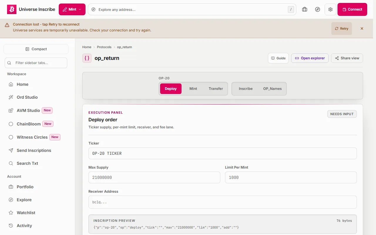 Step 2 of Deploy a token on OP-20 walkthrough