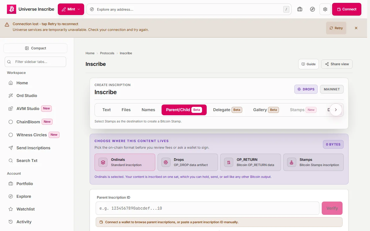 Step 3 of Create a collection with a parent on Ordinals walkthrough