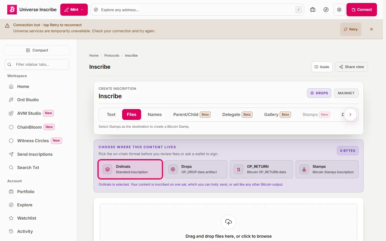 Step 2 of Inscribe your first file